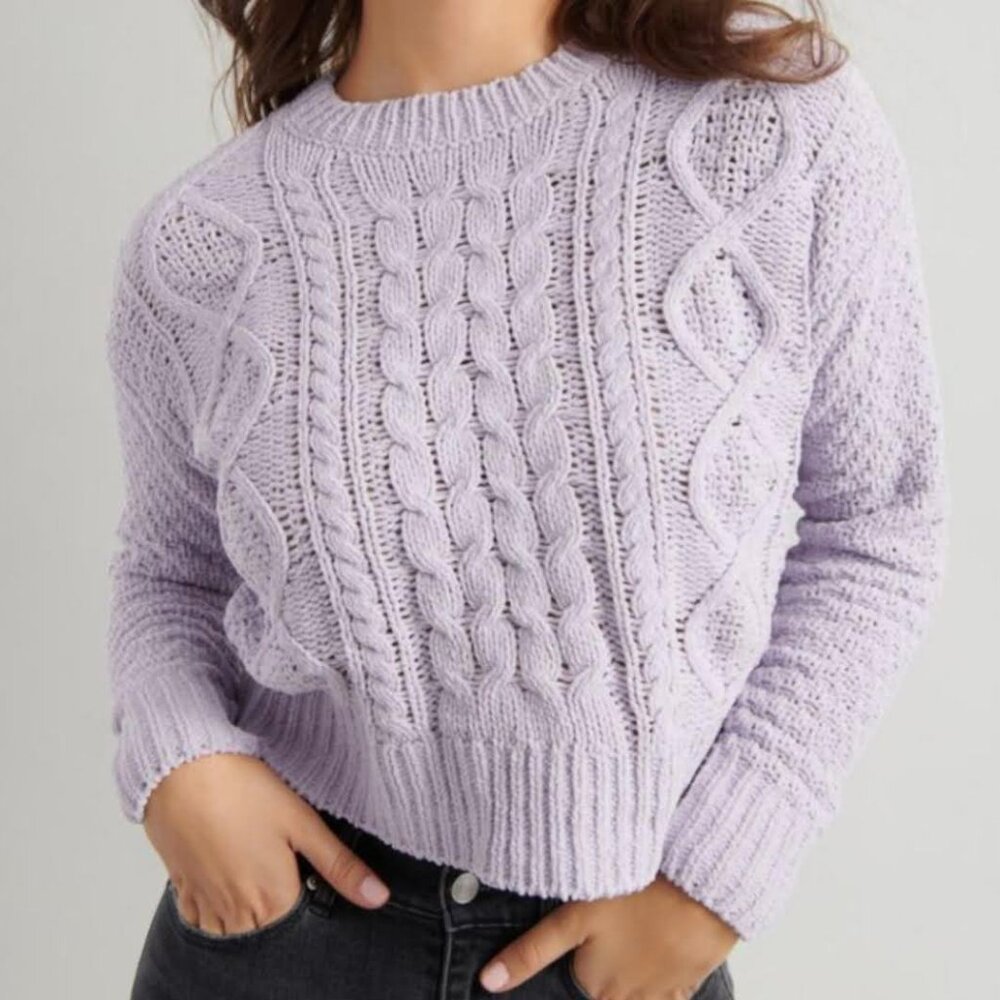 garage pastel purple cropped knitted sweater | womens sweaters outerwear